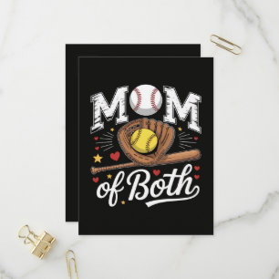 Mom of Both Game Day Baseball Softball  Invitation Postcard