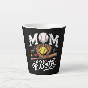 Mom of Both Game Day Baseball Softball Latte Mug