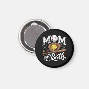 Mom of Both Game Day Baseball Softball Magnet