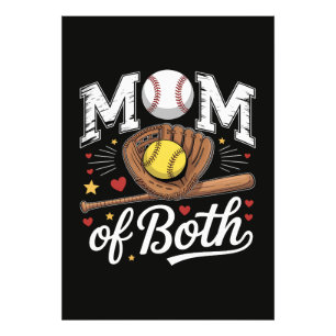 Mom of Both Game Day Baseball Softball Photo Print