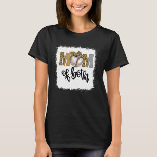 Mom Of Both Leopard Baseball Mom Softball Mom Moth T-Shirt