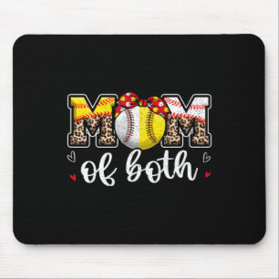 Mom Of Both Leopard Game Day Baseball Softball Mot Mouse Pad