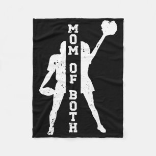 Mom Of Both Proud Footll And Cheer Mom Fleece Blanket