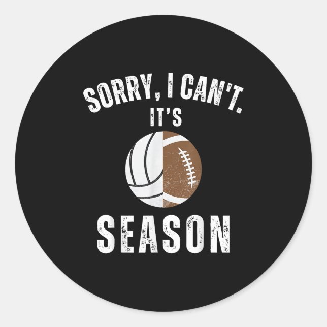 Mom Of Both Sorry I Can't It's Volleyball Football Classic Round Sticker (Front)