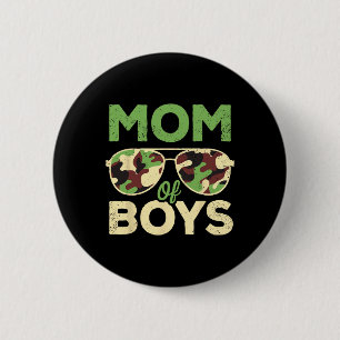Mom Of Boys Mothers Day Birthday Retro Camouflage 2 Inch Round Button