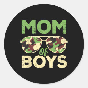 Mom Of Boys Mothers Day Birthday Retro Camouflage Classic Round Sticker
