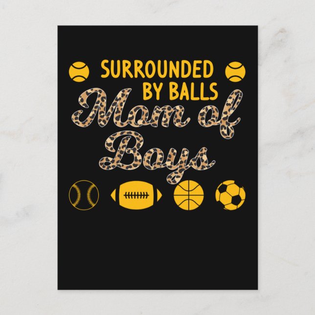Mom of Boys Soccer Baseball Basketball Sons Postcard (Front)
