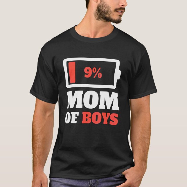 Mom Of Boys Sons Tired Mom Low Battery Energy Moth T-Shirt (Front)
