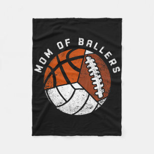 Mom Of Byllers Fun Volleybyll Bysketbyll Footbyll Fleece Blanket