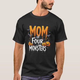 Mom of Four Monsters Halloween Art T-Shirt