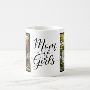 Mom of Girls Elegant Modern Script 2 Photo Coffee Mug