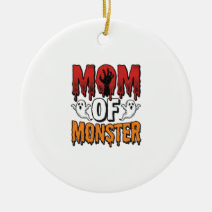 Mom of Monster Vintage Halloween Shirt Design_1 Ceramic Ornament
