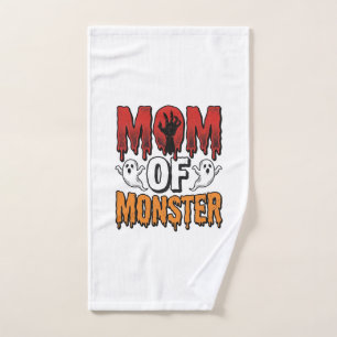 Mom of Monster Vintage Halloween Shirt Design_1 Hand Towel