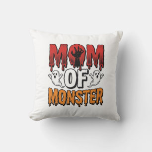 Mom of Monster Vintage Halloween Shirt Design_1 Throw Pillow