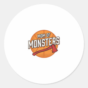 Mom of Monsters Vintage Basketball Mom Design_1 Classic Round Sticker