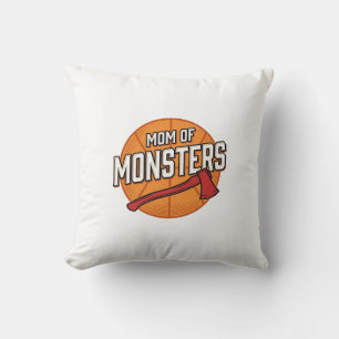 Mom of Monsters Vintage Basketball Mom Design_1 Throw Pillow