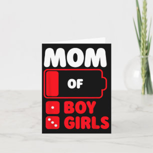 Mom Of One Boy And Three Girls  Card