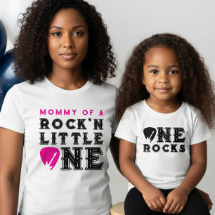 Mom of Rock'n Little One Guitar Pick 1st Birthday T-Shirt