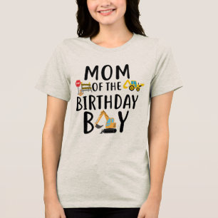 Mom of the Birthday Boy Construction T-Shirt Tri-Blend Shirt