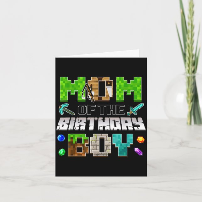 Mom Of The Birthday Boy Funny Gaming Birthday Xel  Card (Front)