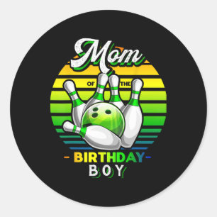 Mom Of The Birthday Boy Matching Family Bowling Bi Classic Round Sticker