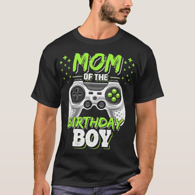 Mom of the Birthday Boy Matching Video Gamer Birth T-Shirt (Front)