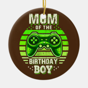 Mom of the Birthday Boy Matching Video Gamer Ceramic Ornament