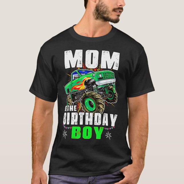 Mom Of The Birthday Boy Monster Truck Family Match T-Shirt (Front)