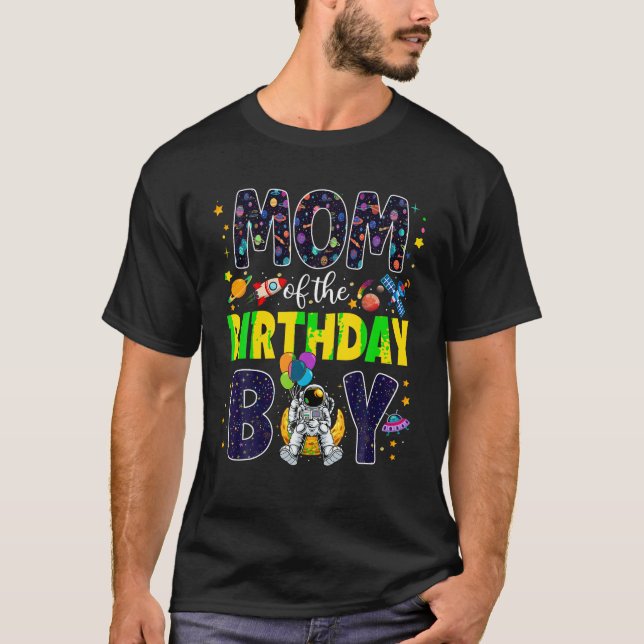 Mom of the Birthday Boy Mother 2nd Outer Space Out T-Shirt (Front)