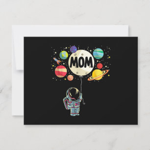 Mom of The Birthday Boy Space Astronaut 1st Birthd Thank You Card