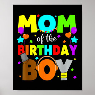 Mom Of The Birthday Boy Sprunky Colourful Party Fo Poster