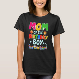 Mom Of The Birthday Boy Train Bday Decorations Rai T-Shirt