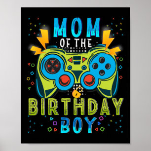 Mom Of The Birthday Boy Video Game Matching Birthd Poster