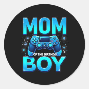 Mom Of The Birthday Boy Video Gamer Gaming  Classic Round Sticker