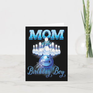 Mom Of The Birthday Boys Matching Family Bowling B Card