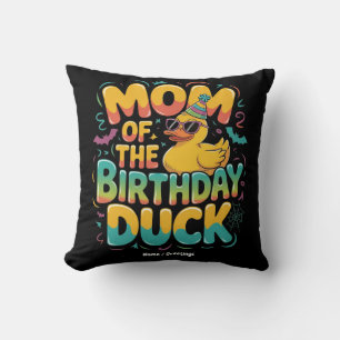 Mom Of The Birthday Duck Rubber Duck Birthday Girl Throw Pillow