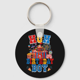 Mom Of The Birthday For Boy Circus Carnival Theme Keychain