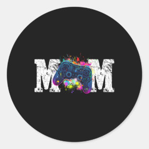 Mom Of The Birthday Gamer Funny Birthday Gaming Classic Round Sticker