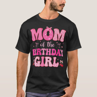 Mom Of The Birthday Girl Coquette Bow Cherry Birth T-Shirt