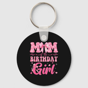 Mom Of The Birthday Girl Family Nk Coquette Bow  Keychain