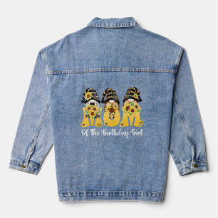 Mom Of The Birthday Girl Mom Gnome Sunflower Moth Denim Jacket