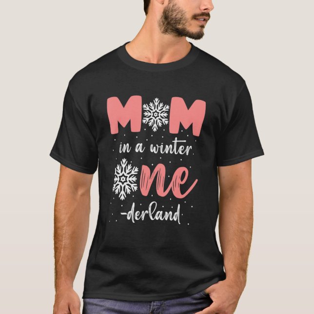 Mom Of The Birthday Girl Winter Onederland 1 St Bi T-Shirt (Front)