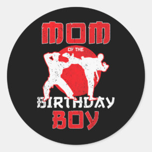 Mom Of The Birthday Karate Taekwondo Boy Martial A Classic Round Sticker