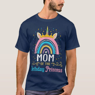 Mom Of The Birthday Princess Unicorn Boho Rainbow  T-Shirt