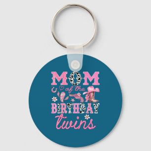Mom Of The Birthday Twins Cowgirl Rodeo Western Ma Keychain