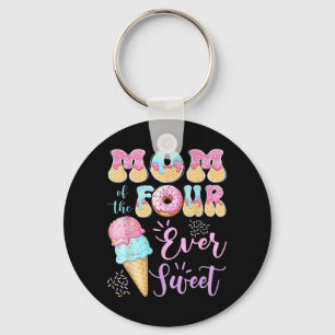 Mom of The Four Ever Sweet Ice Cream 4th Birthday Keychain