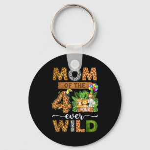 Mom of the four wild 4th birthday boy matching keychain