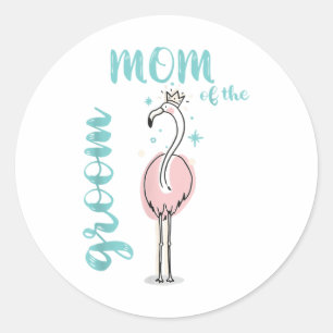 Mom Of The Groom Flamingo Outfit Wedding Matching  Classic Round Sticker