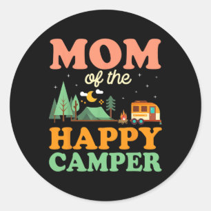 Mom Of The Happy Camper Shirt Women 1st Bday Campi Classic Round Sticker