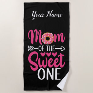 Mom of the Sweet One Sprinkled Doughnut Beach Towel